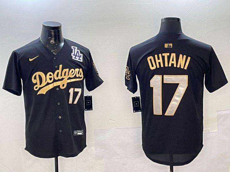 Men Los Angeles Dodgers 17 Ohtani Black Gold Game 2025 Nike MLB Jersey style 02251